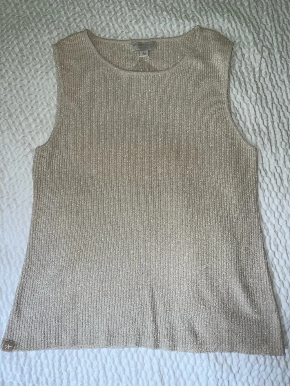 NEW BAREFOOT DREAMS COZY CHIC ULTRA LITE KNIT Ribbed Tank/Scallop Cropped Pant-L - Picture 3 of 7